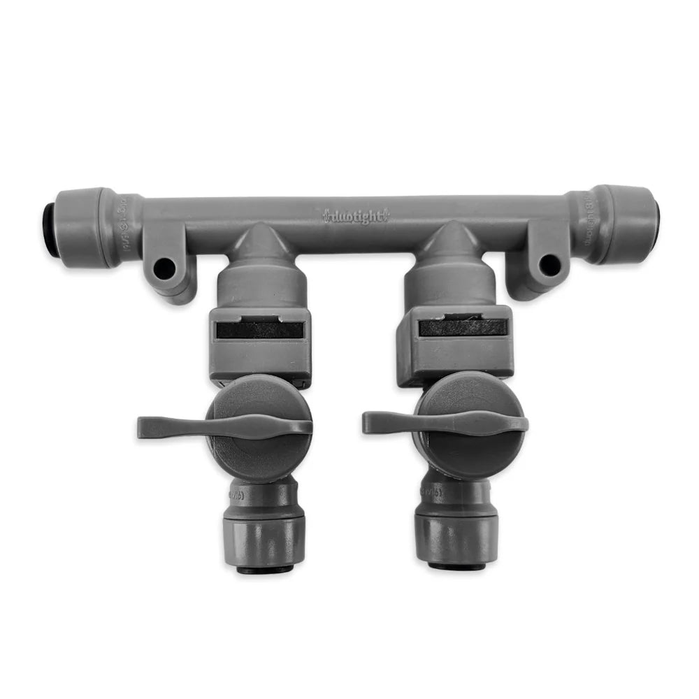 Duotight 8mm (5/16) x 2 Way Manifold with Check Valves & Isolation Valves