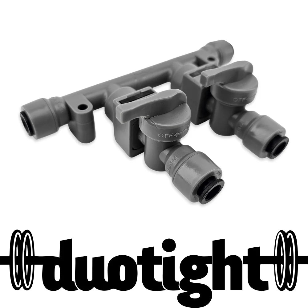 Duotight 8mm (5/16) x 2 Way Manifold with Check Valves & Isolation Valves